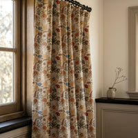 Autumn wildflower curtains in a warm living room