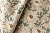 Beige leafy vine botanical curtains styled with neutral decor