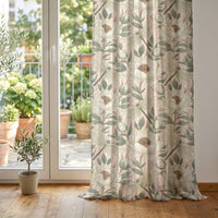 Beige leafy vine botanical curtain at glass patio doors