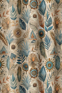 Flat view of the blue folk botanical print