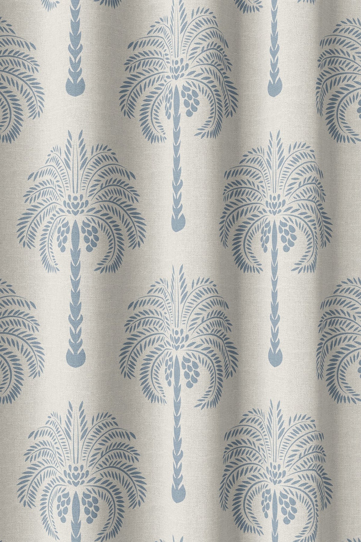Flat view of the blue palm tree print