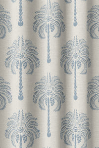 Flat view of the blue palm tree print