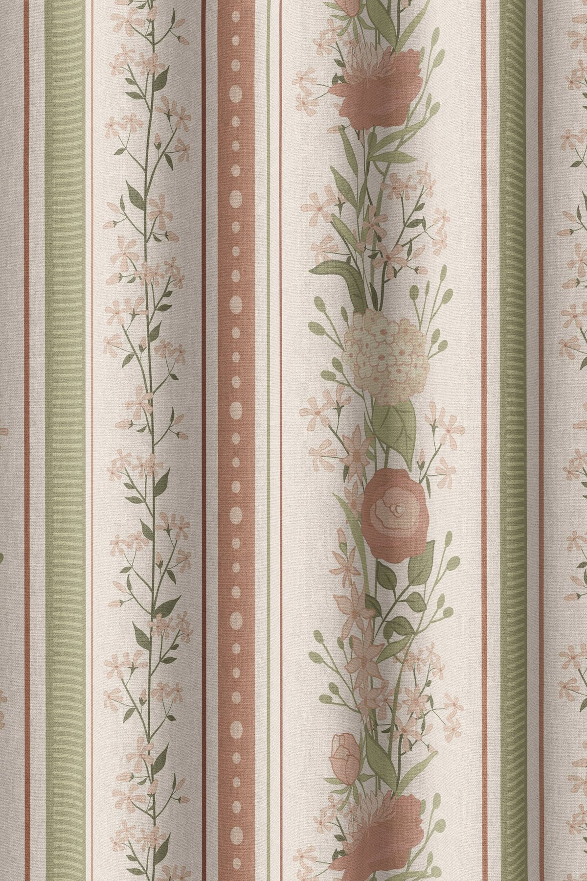 Flat view of the blush floral trellis stripe print