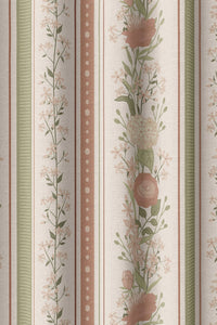 Flat view of the blush floral trellis stripe print