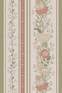 Close-up of the blush floral trellis stripe pattern repeat