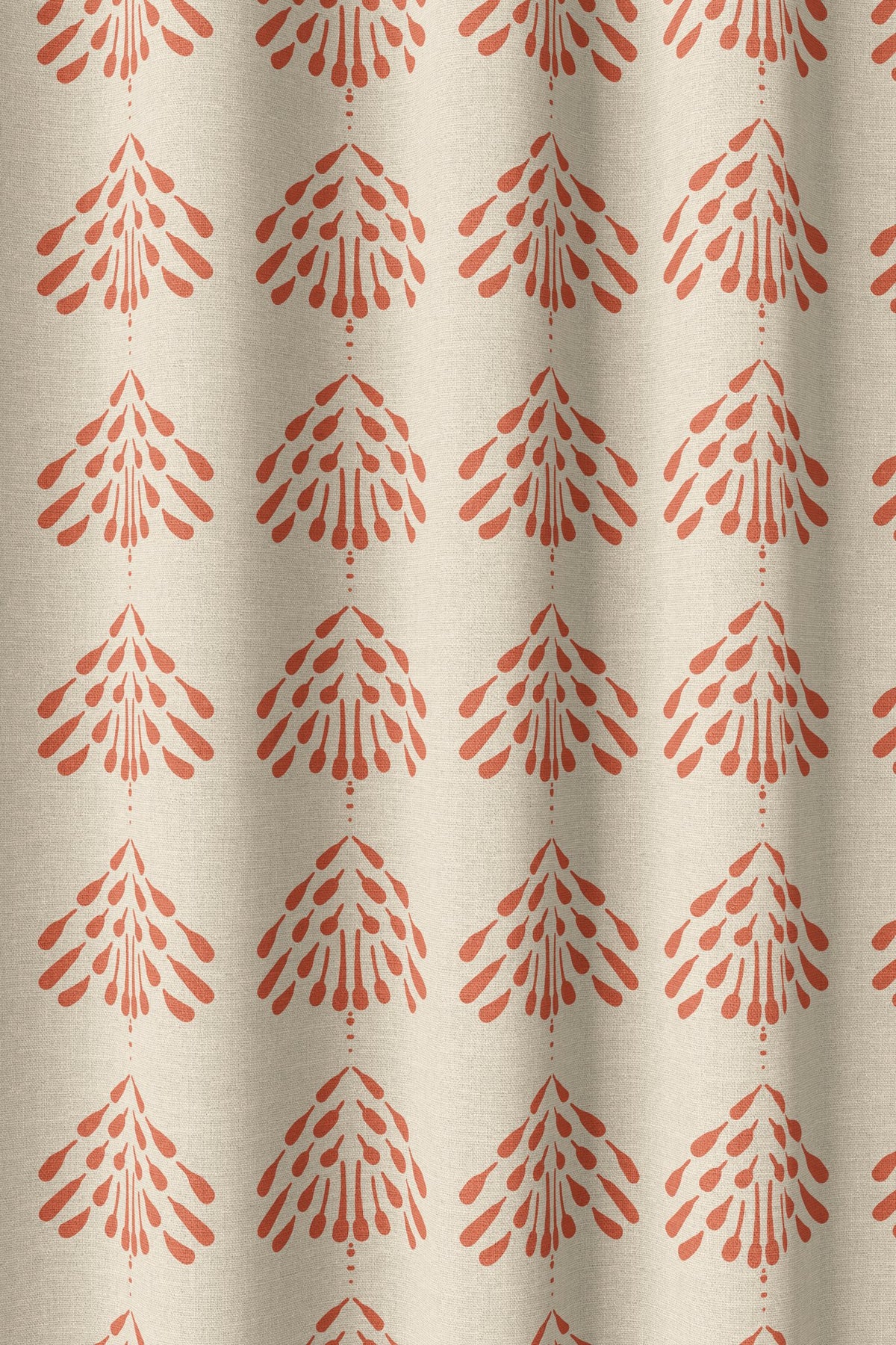 Flat view of the coral palmette block print print