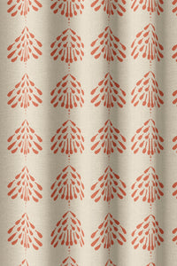 Flat view of the coral palmette block print print