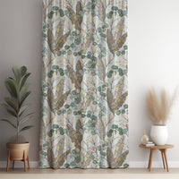 Eucalyptus leaf curtain panel against a white wall