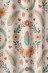 Flat view of the folk floral wreath print