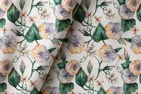 Green ivy botanical curtains framing a tall window