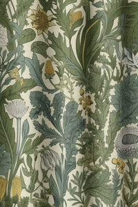 Flat view of the green thistle botanical print