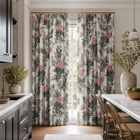 Green willow chinoiserie floral curtains in a living room