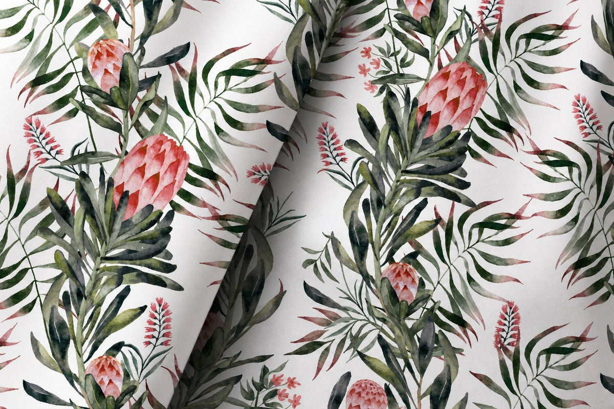 Green willow chinoiserie floral curtains styled with neutral decor