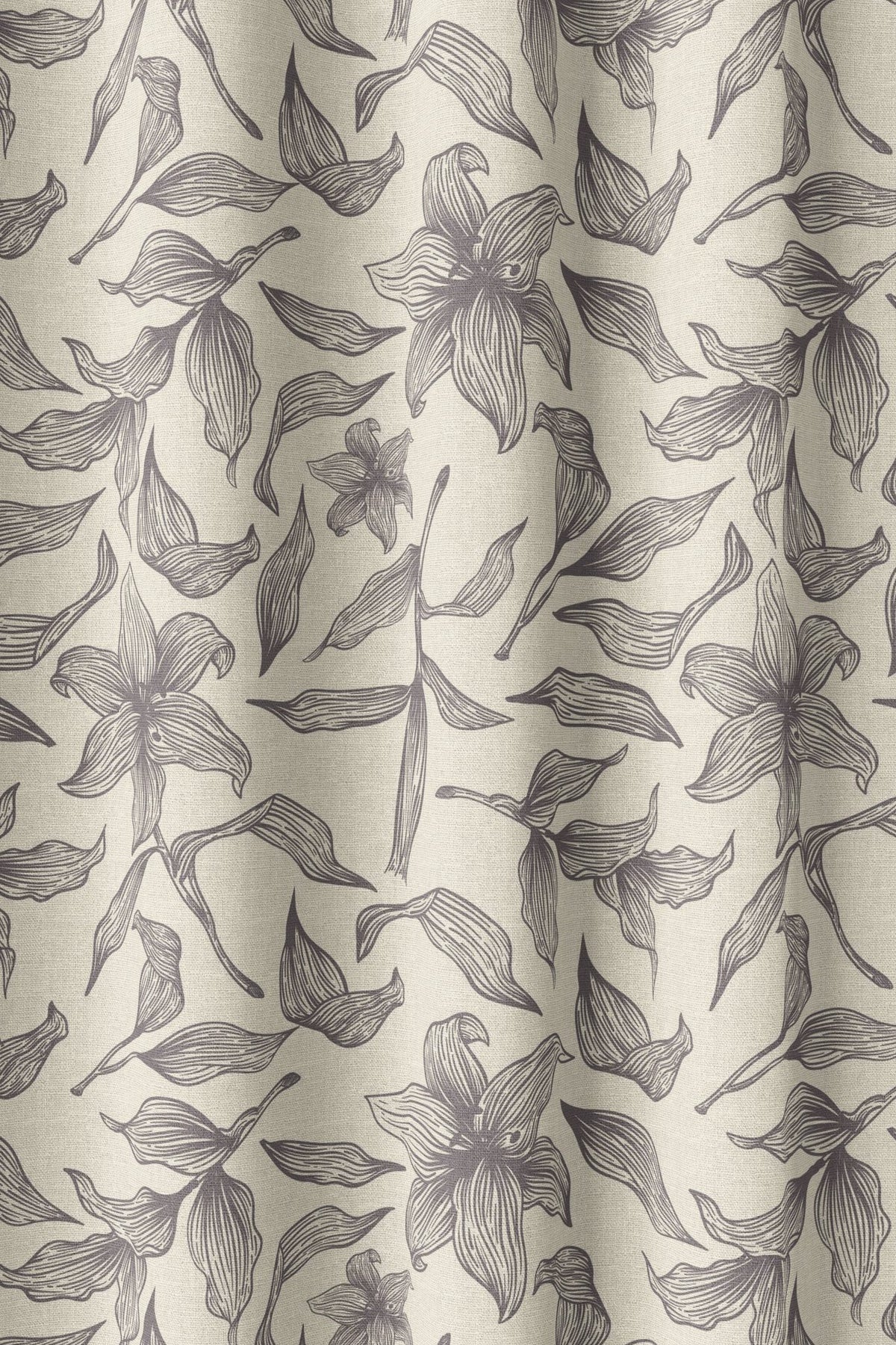 Flat view of the grey line art lily print