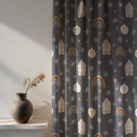 Soft daylight through a grey night sky star kids curtain