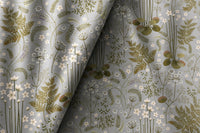 Grey sage botanical floral curtains styled with neutral decor