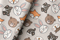 Grey woodland animal kids curtains framing a tall window