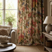Jacobean floral curtains in a living room