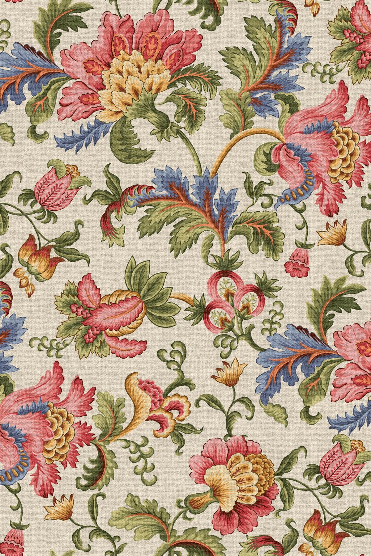 Close-up of the jacobean floral pattern repeat