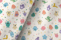 Pair of little monsters kids curtains in a child's bedroom