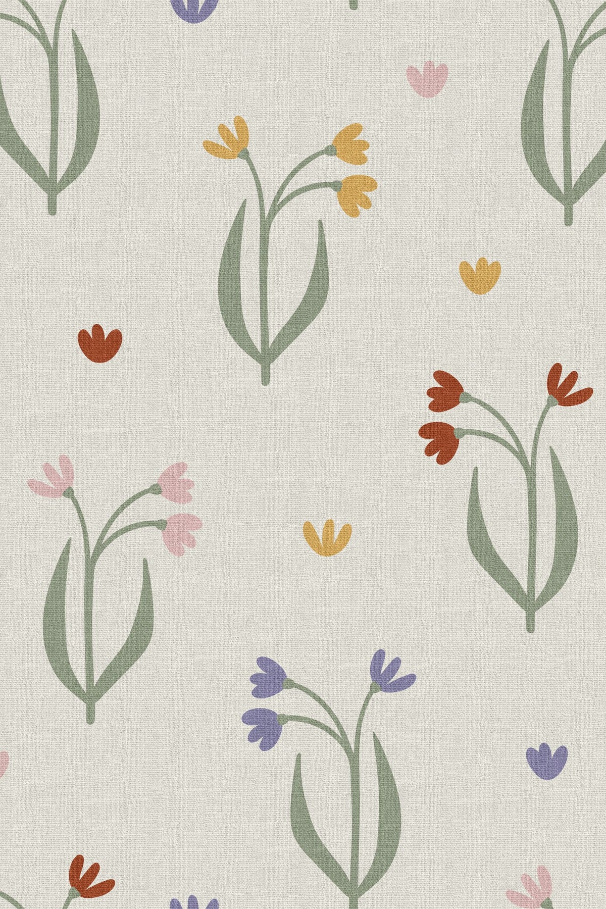 Close-up of the minimal tulip stem pattern repeat