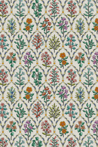 Close-up of the mughal flower block print pattern repeat