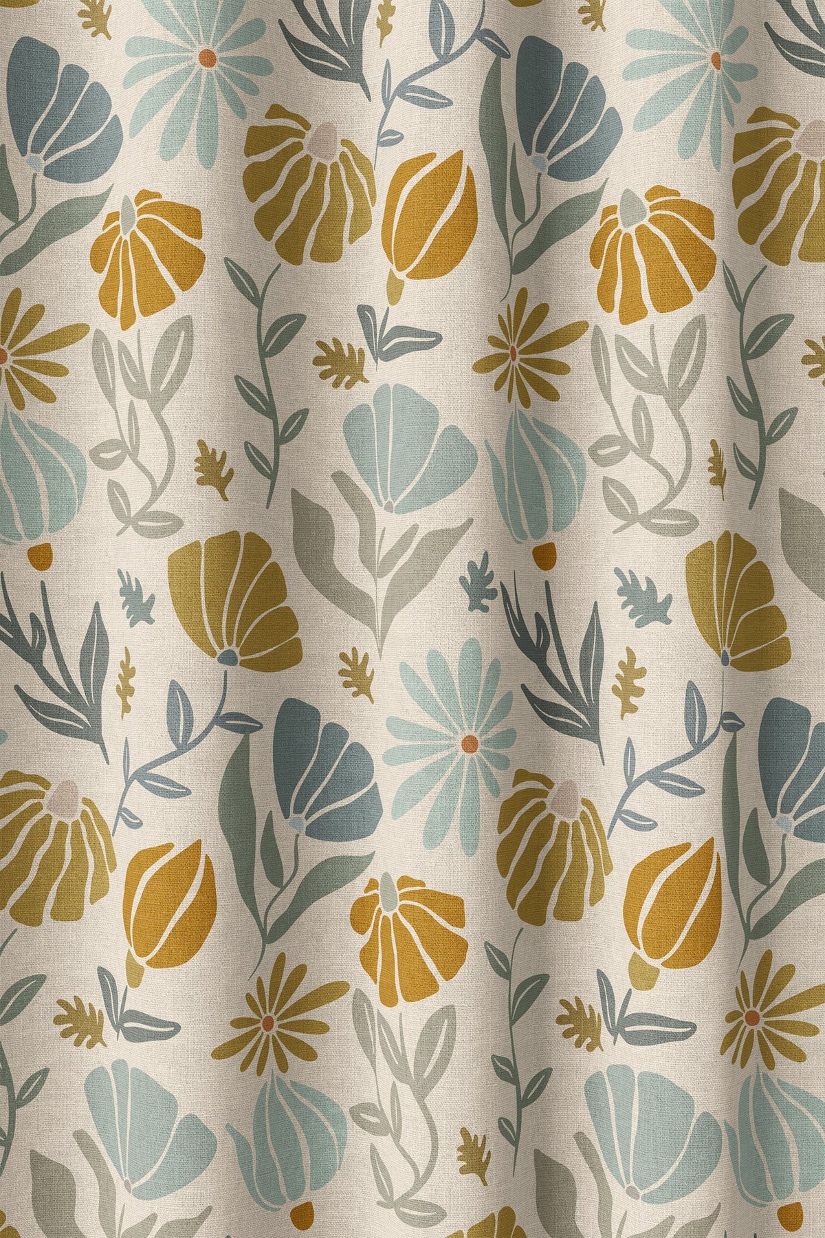Flat view of the mustard and sage botanical print