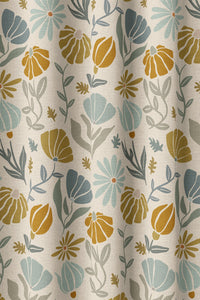 Flat view of the mustard and sage botanical print