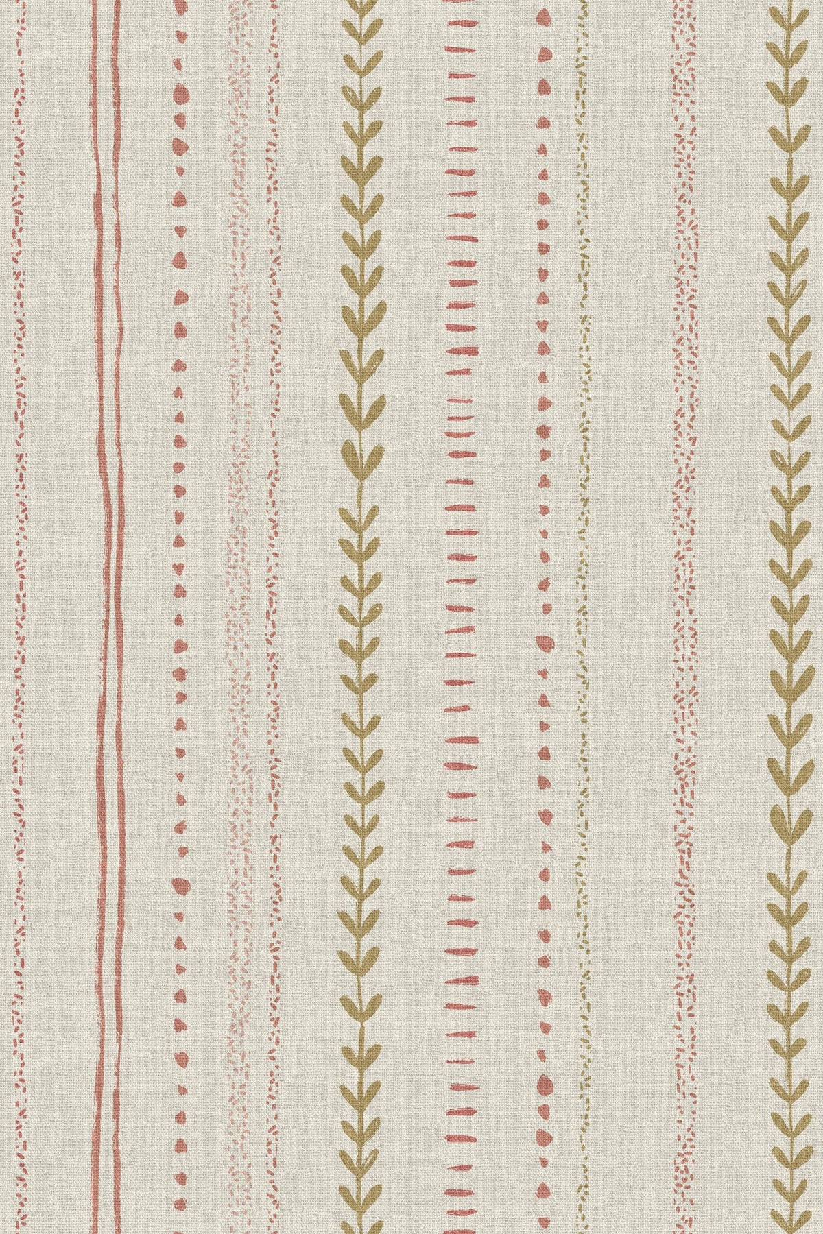 Close-up of the natural folk ticking stripe pattern repeat
