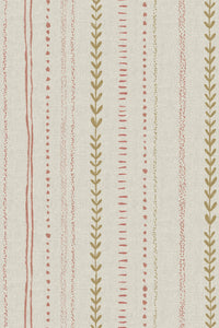 Close-up of the natural folk ticking stripe pattern repeat
