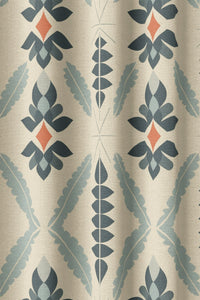 Flat view of the navy folk diamond print