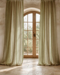 Close-up of the olive green stripe print
