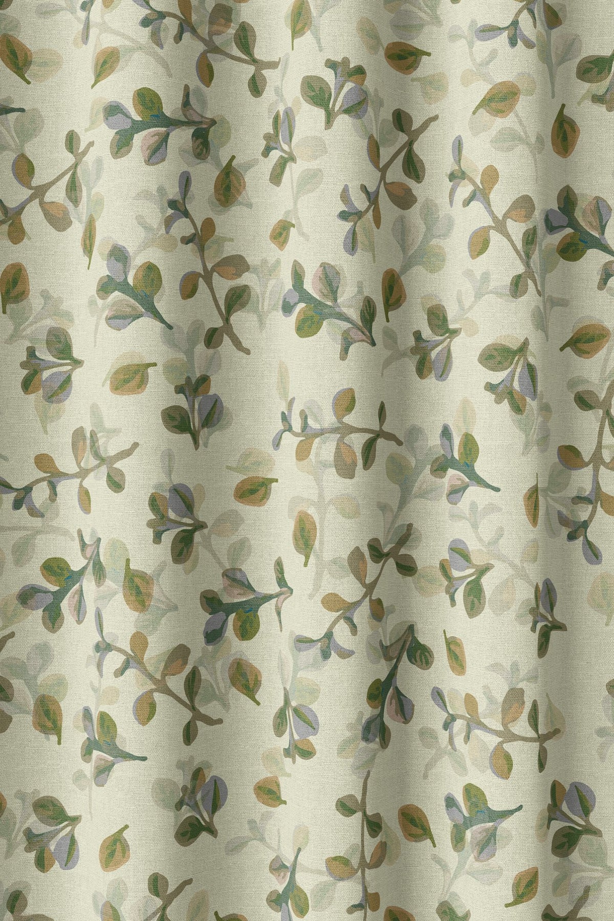Flat view of the olive leaf sprig print