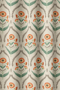 Flat view of the orange ogee floral print
