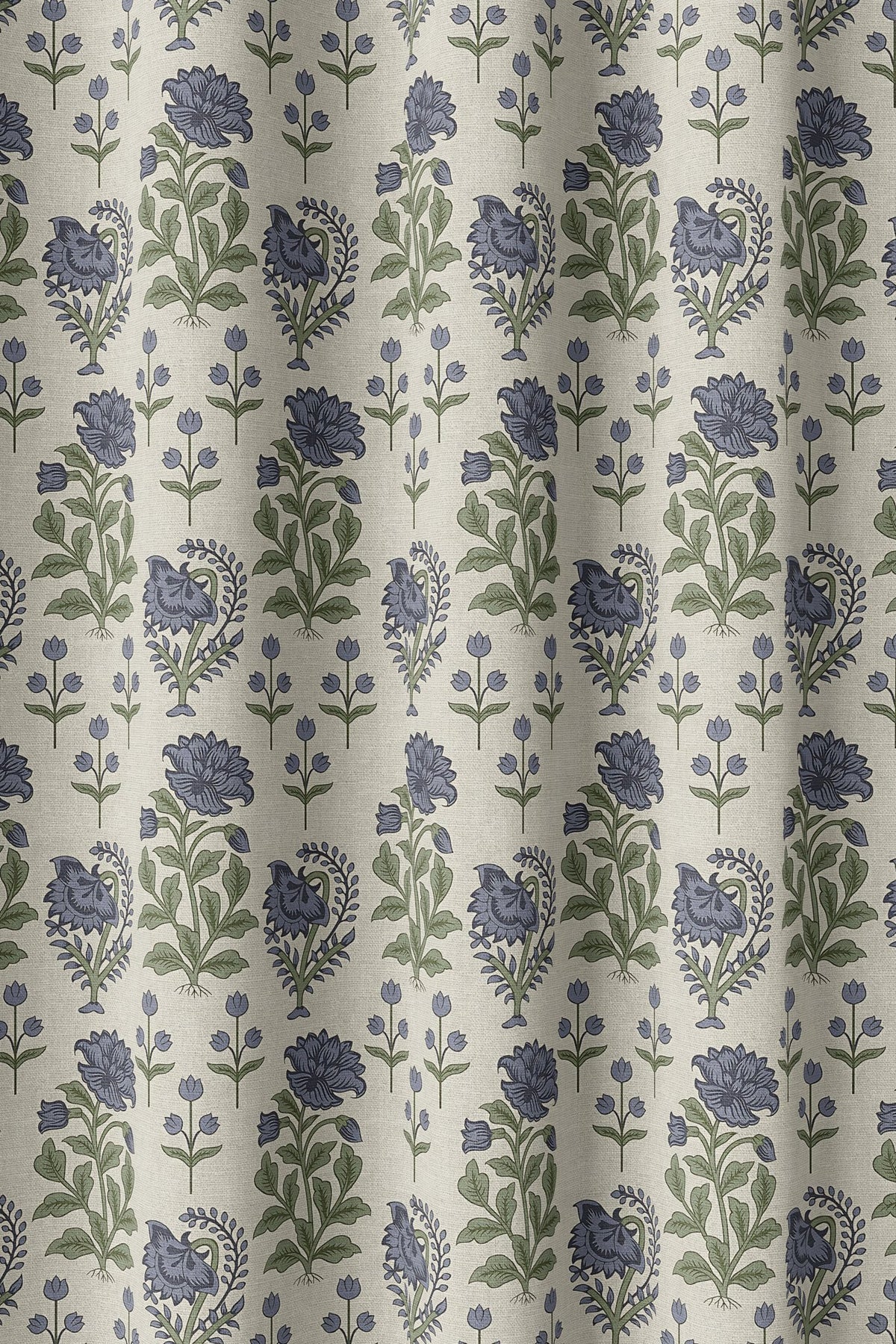 Flat view of the purple block print floral print