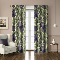 Pair of purple iris william morris style grommet curtains at French doors