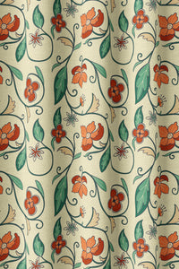 Flat view of the red floral vine print