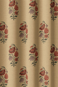 Flat view of the red poppy block print print