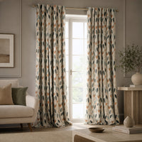 Retro mid century leaf curtains in a living room