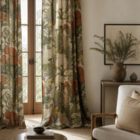 Rust wildflower meadow curtains in a living room