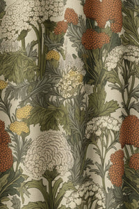 Flat view of the rust wildflower meadow print