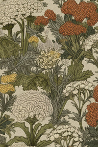 Close-up of the rust wildflower meadow pattern repeat