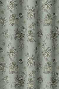 Flat view of the sage blue vintage rose print