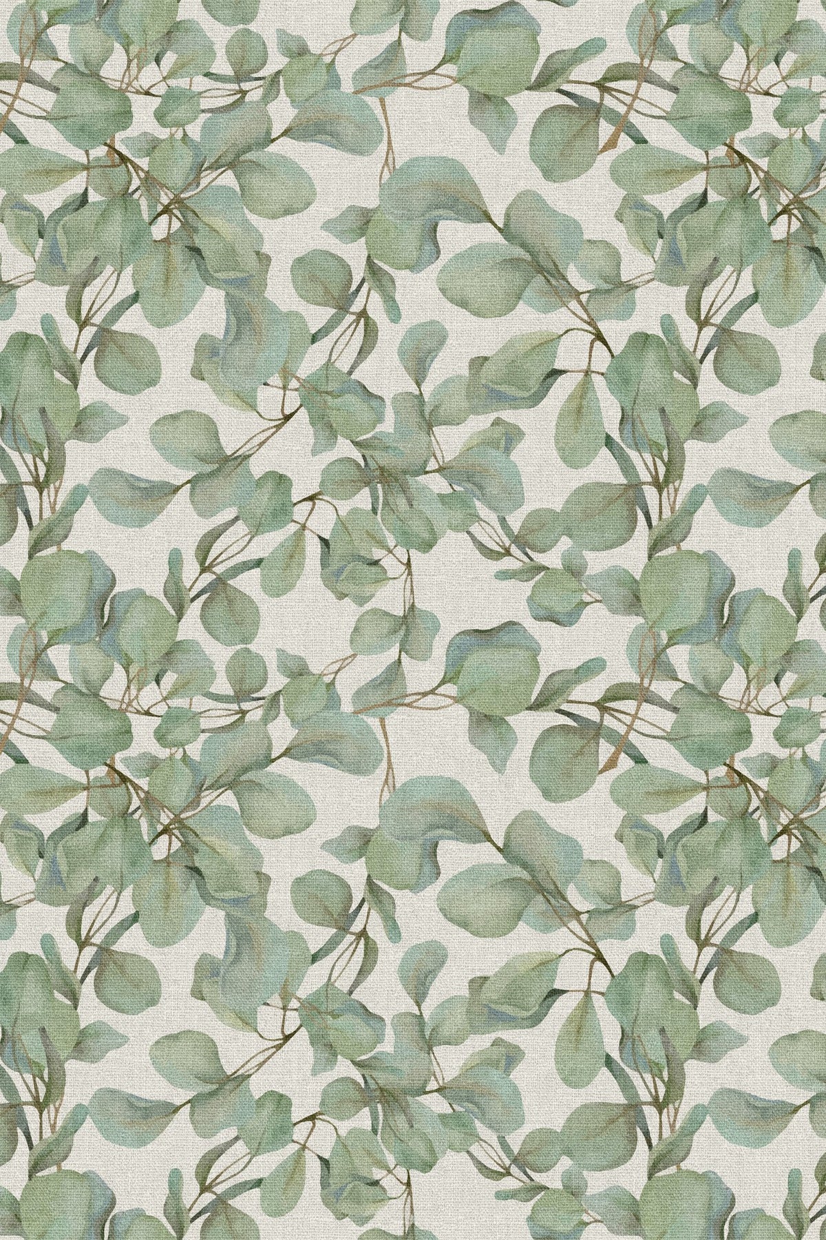 Close-up of the sage eucalyptus leaf pattern repeat