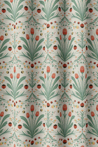 Flat view of the teal folk tulip print