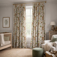 Pair of teddy bear nursery curtains in a child's bedroom