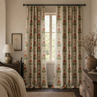Terracotta folk tulip curtains in a living room
