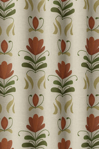 Flat view of the terracotta folk tulip print