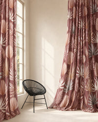 Terracotta palm leaf curtains styled with neutral decor
