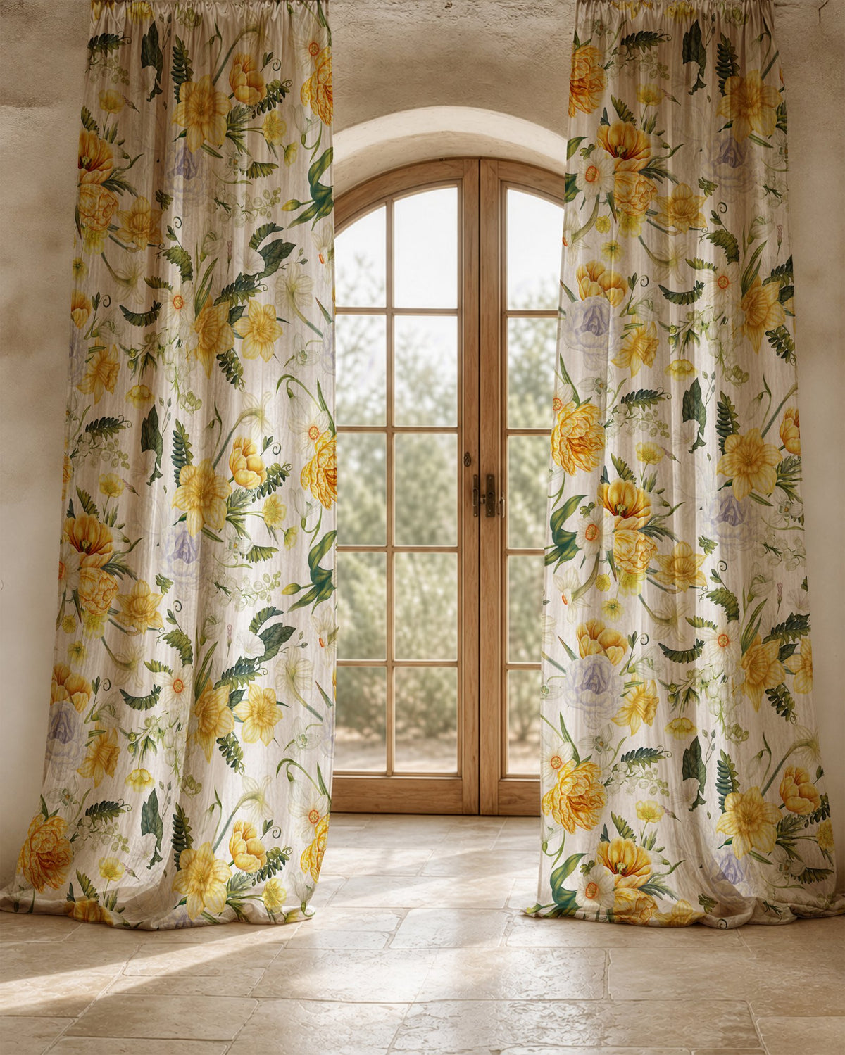 Close-up of the yellow daffodil print